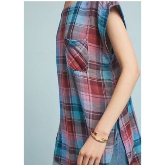 Anthropologie Cap-Sleeve Plaid Tunic SIZE S new with tag - Picture 4 of 7